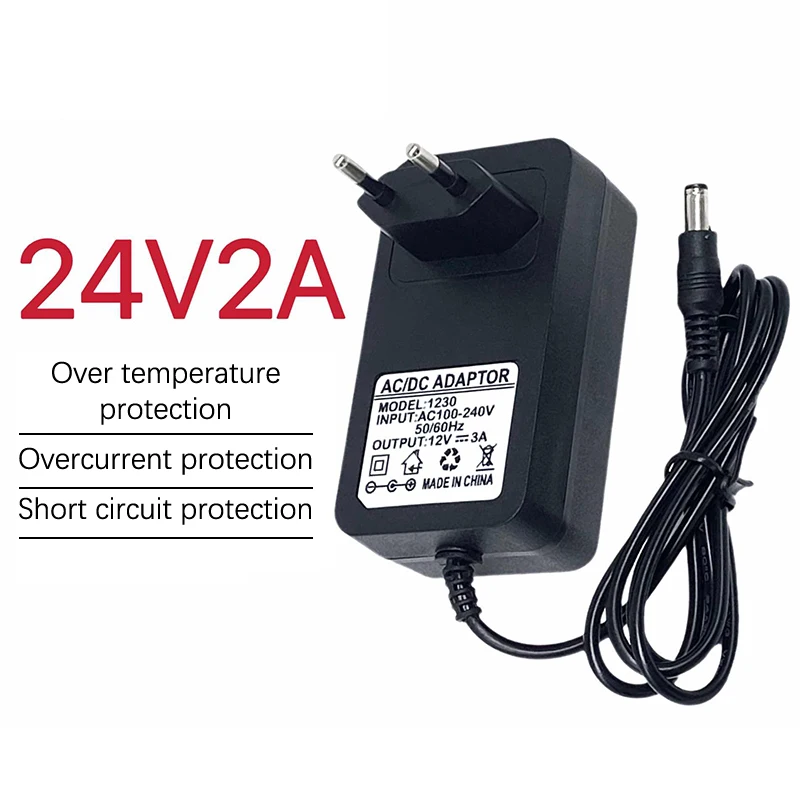 2.4V2A Black Supply Adapter Charger For UV LED Lamp Safe And Durable VDE Nail Dryer Nail Art Tools