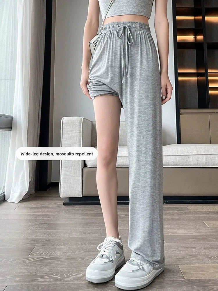 Modale Wide Leg Pants Women Early Autumn Thin Loose High Waist Drape Straight Casual Sun Protection Pants Skimpy Matched