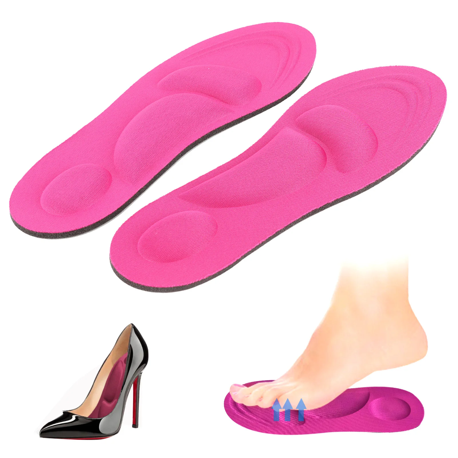 

1 Pair Sponge Insoles for Women, Size 35-39 (Can be Cut), 26x9x0.3cm, Sponge+Knitted Fabric, Color As Picture Shown, Arch