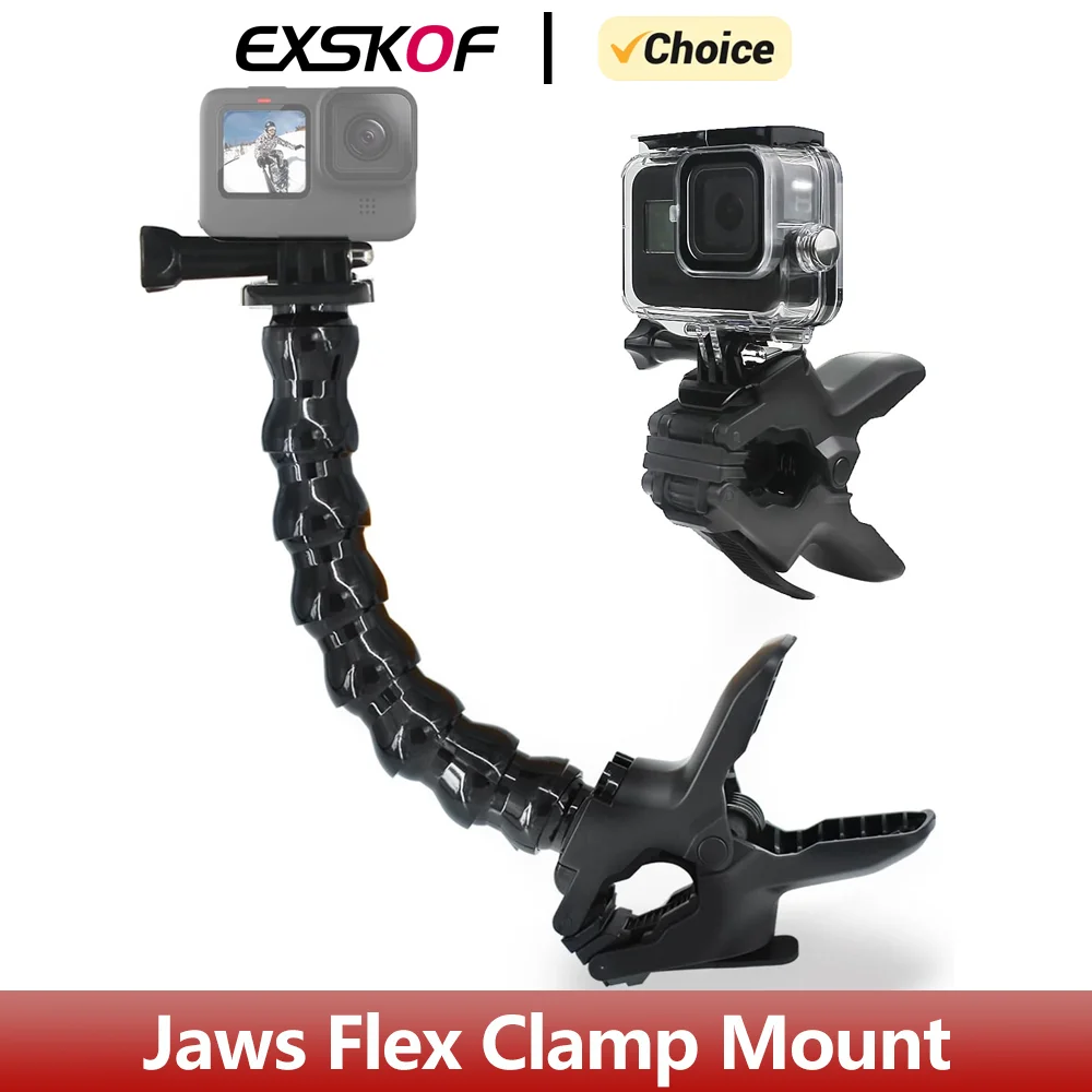 Jaws Flex Clamp Mount Adjustable Gooseneck 8-Section For GoPro Hero 12 11 10 9 8 Insta360 X3 DJI Osmo Action Camera Accessories