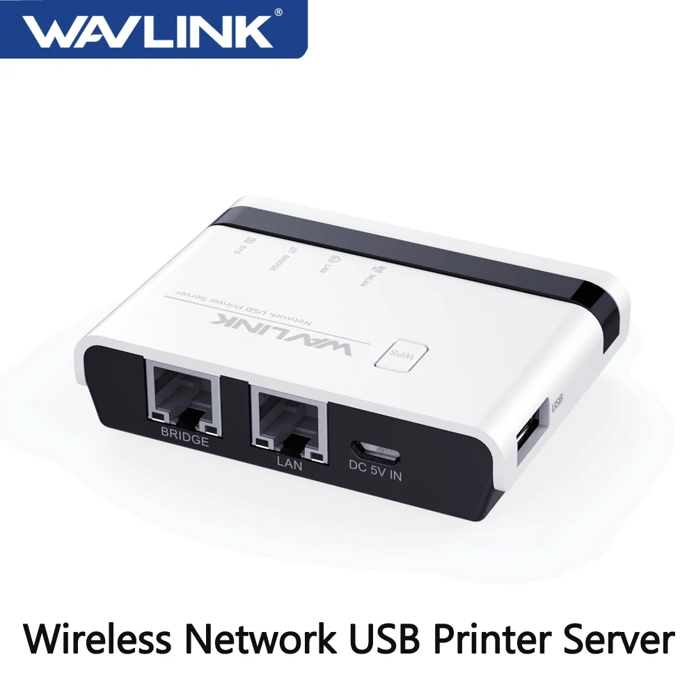 Wavlink Wireless USB Printer Server 10/100Mbps Ethernet to USB2.0 Network LPR Print Server/2.4G WiFi Standard Networking Adapter