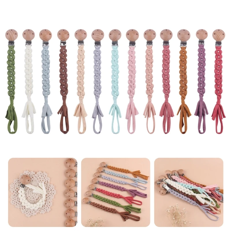 2024 New Vintage Simple  Pacifier Clip Baby Cotton Pacifier Chain for Newborn Teething Soother Chew Dummy Clips