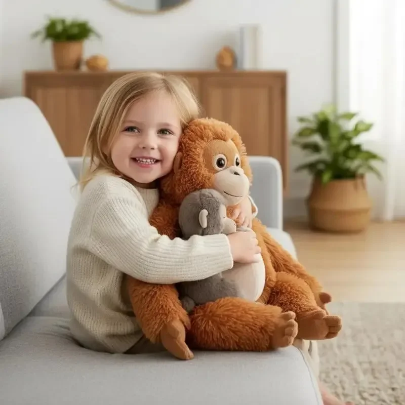 

Gorilla Gibbon Plush Doll Soft Stuffed Animal Mother Baby Toy for Kids Birthday Christmas Gift
