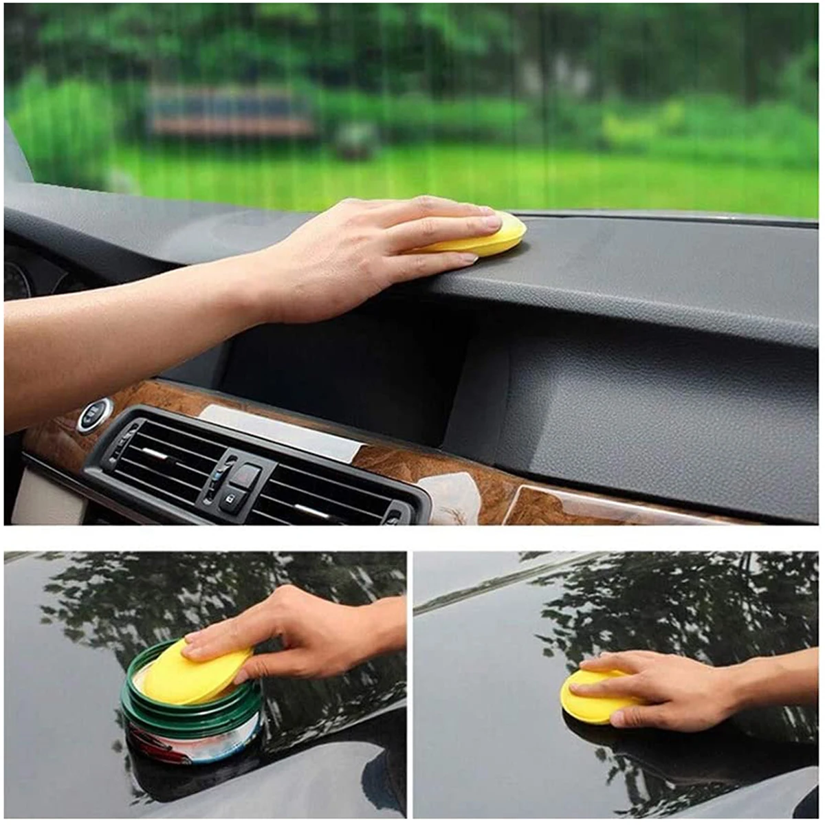 5Pcs Car Wash, Polishing, Waxing, Edge Pressing Sponge Cleaning, Crystal Plating Circular Sponge