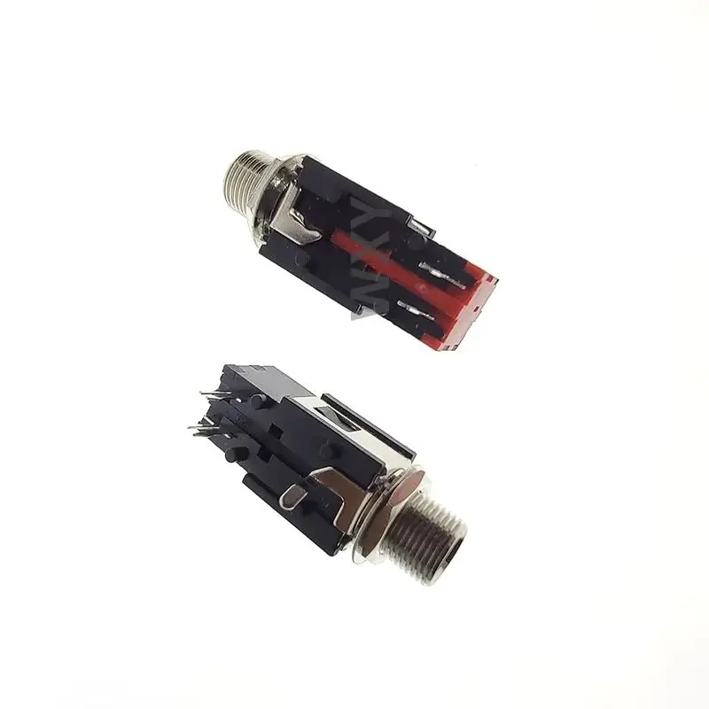 PJ-601 6.35mm Headphone Socket Thread Lock Phone Audio Mono Stereo Female Jack Connector 1/4 Inch Panel Mount Adapter