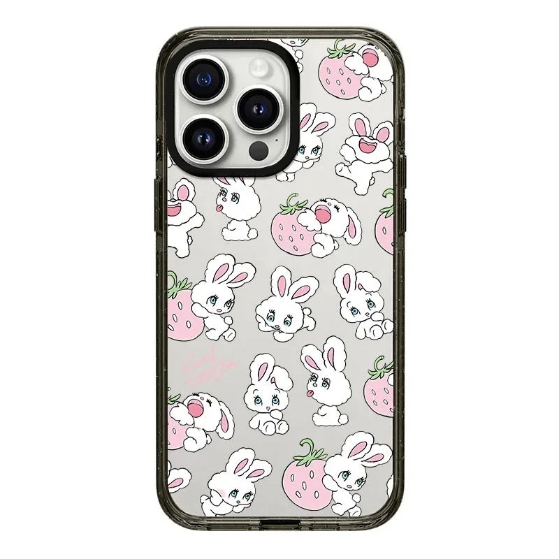 

2.0 Version Acrylic Upgrade Border Strawberry Rabbit Phone Case Cover for IPhone 11 12 13 14 15 Pro Max Case for IPhone 15 Pro