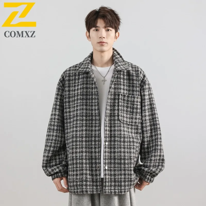 

COMXZ Men Jacket Stylish Plaid Travel Camping Comfortable Lightweight Daily Wear Trench Coat Breathable Walking Hiking Outerwear