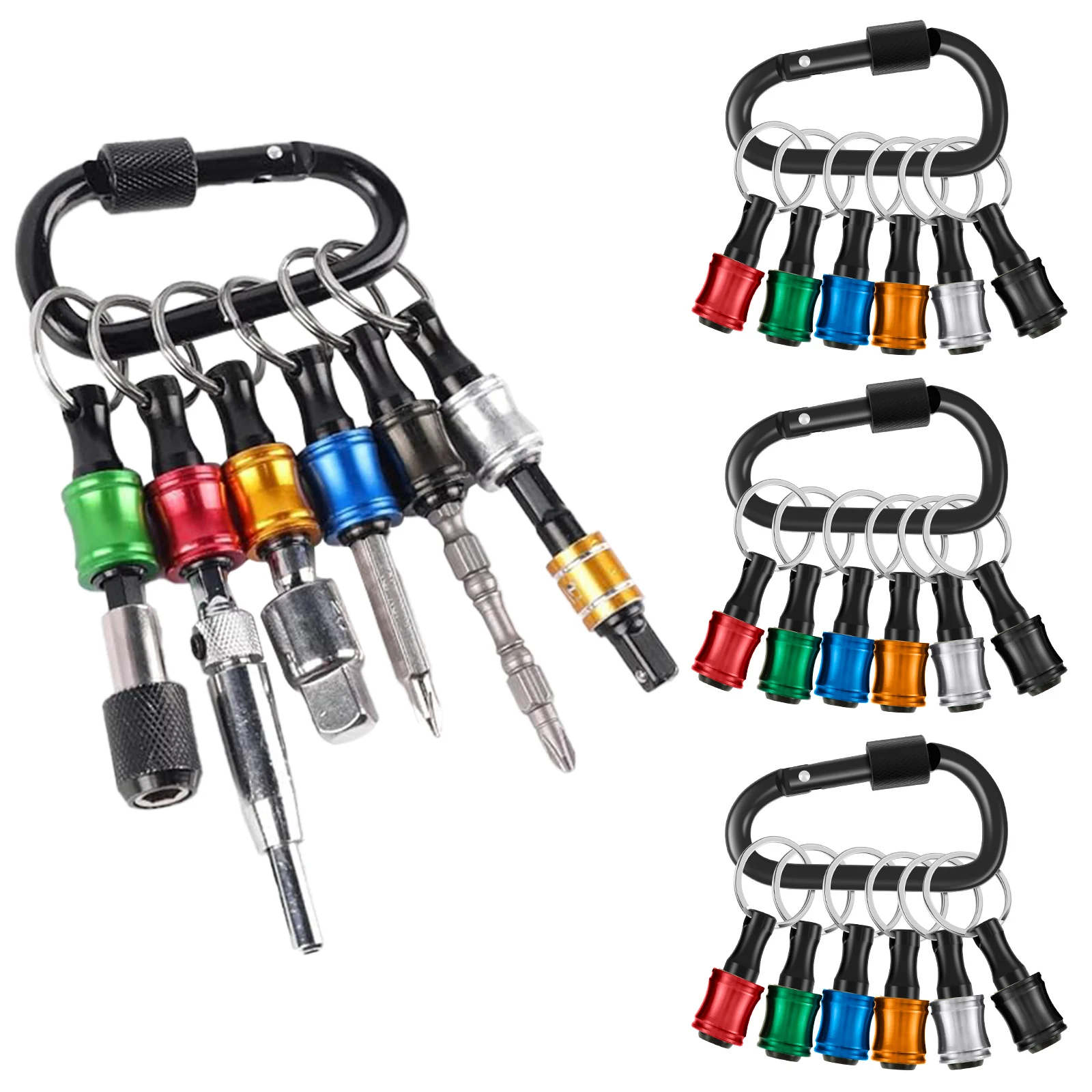 Eighteen Pcs One Quarter Inch Hex Shank Bit Holder Portable Socket Drill Bit Holder Quick Change Aluminum Alloy Long And Short