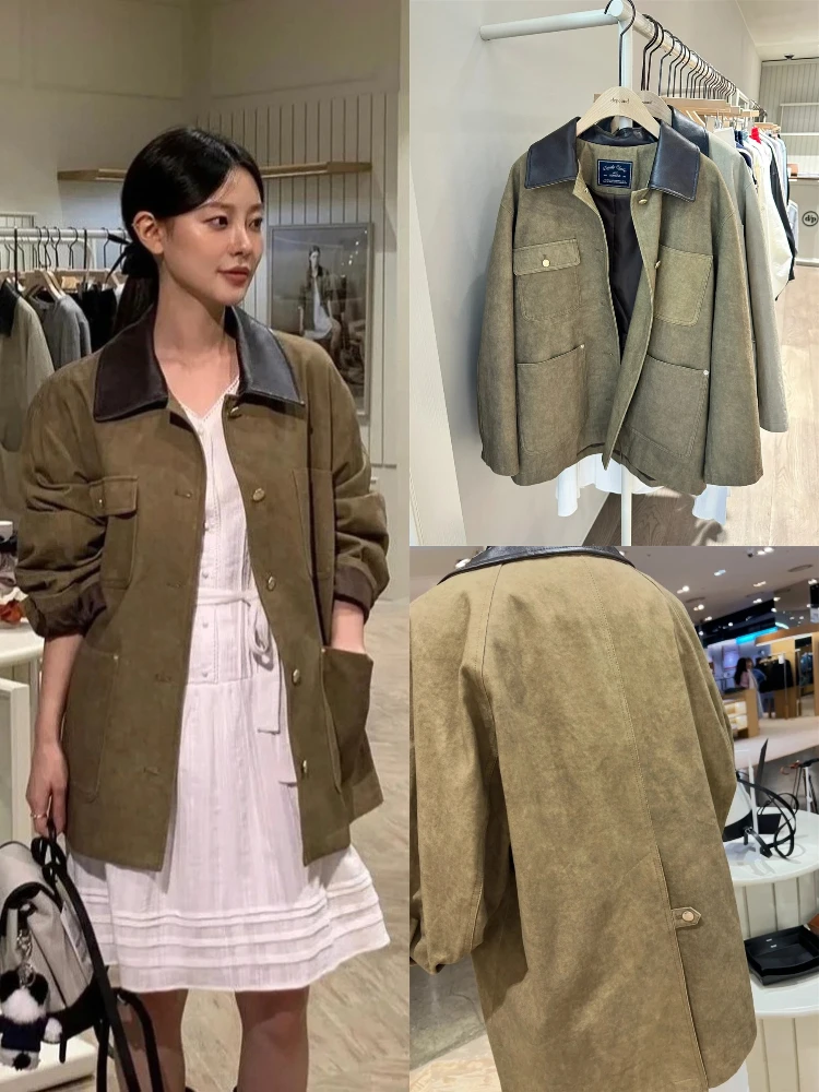   معطف نسائي من Sle Retro Workwear Jaet فضفاض مناسب متعدد كيتس كاجوال مفتوح من الأمام وطويل Sve بطول عادي