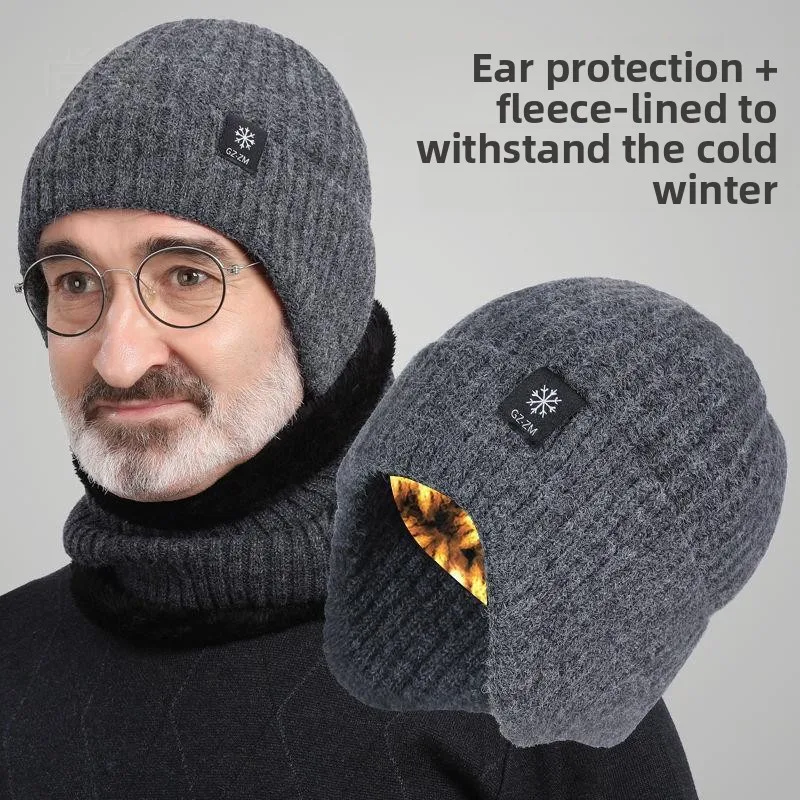 Hearing Protection Men s Thick Knit Winter Hat Ear Protective Warm Beanie for Elderly Men Dad Grandfather Cold Weather Daily Use