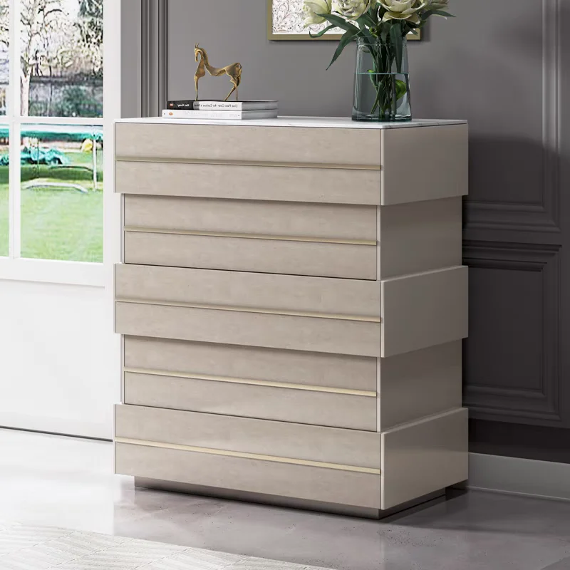 

Italian light luxury chest of drawers bedroom modern solid wood simple storage cabinet living room storage side cabinet