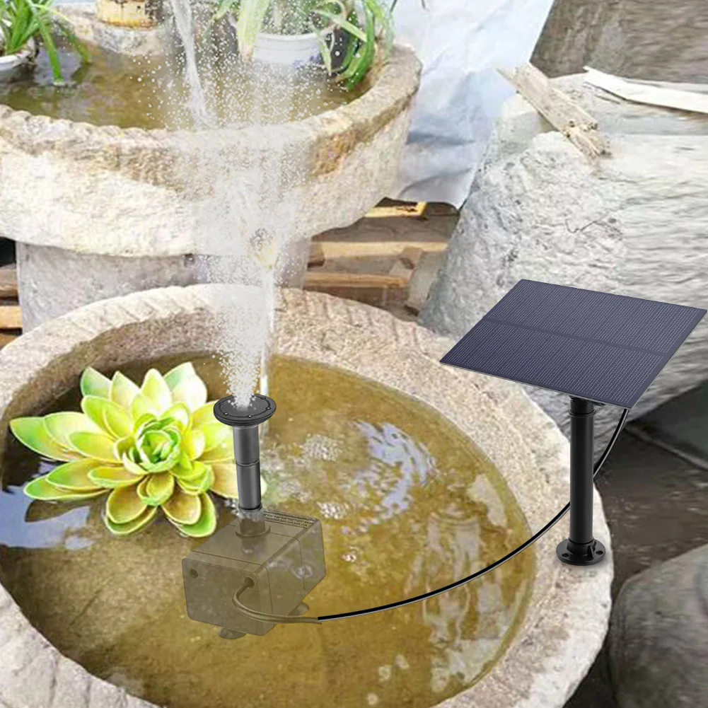 1.5W 5Vソーラーウォーターポンプ、ノズル付きソーラーパネル噴水散水システム、ソーラーパネル噴水ポンプ、ガーデンデコレーション