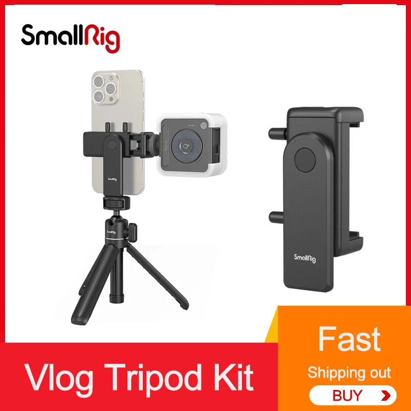 smallrig Smartphone Vlog Tripod Kit VK-50 Smartphone Vlog Tripod Kit Portable Photography Tripod Selfie Stick with Light