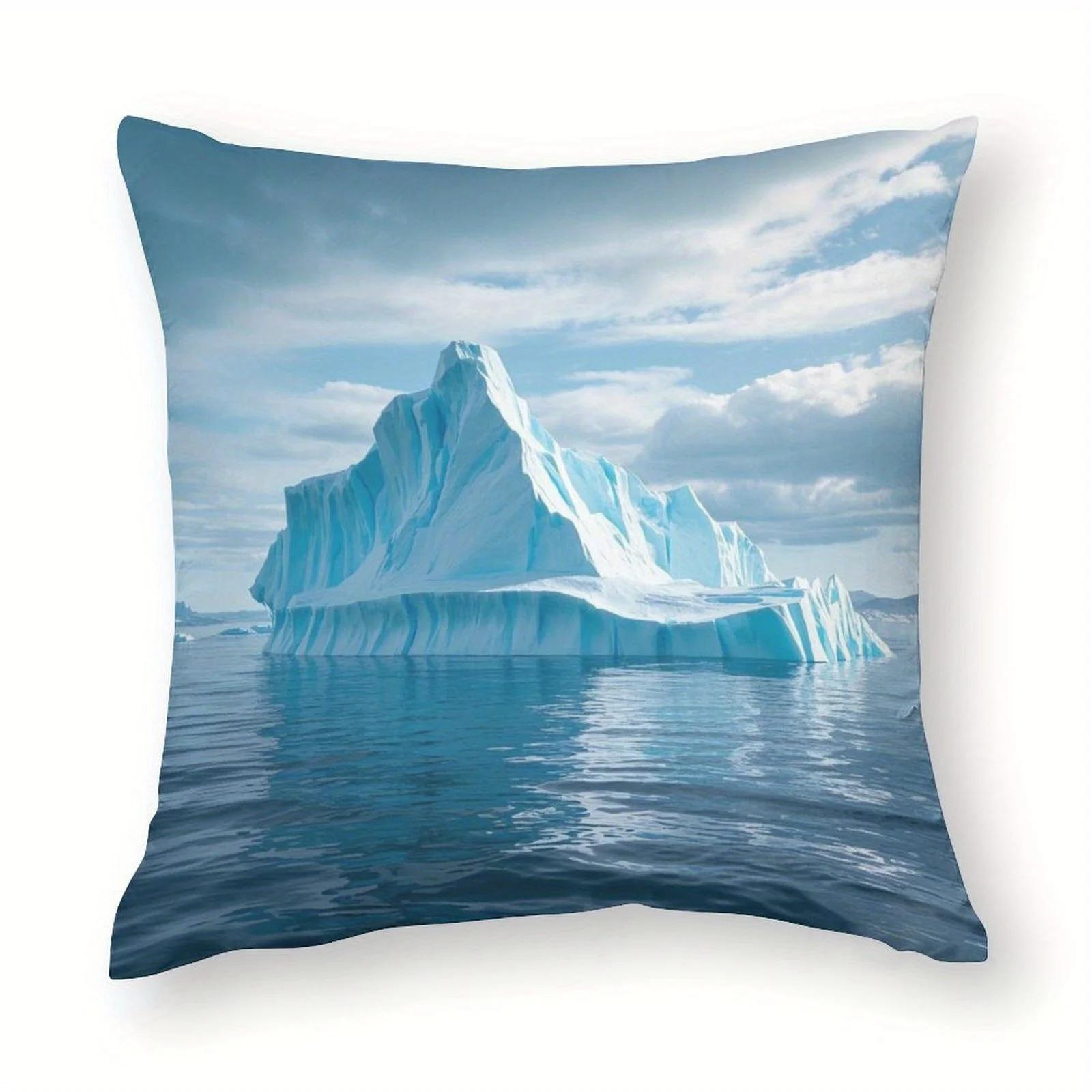 Blue Iceberg Ocean View Cushion Cover Throw Pillow Nautical Scenic Art Home Decor Pillow Case Cushion 40x40cm