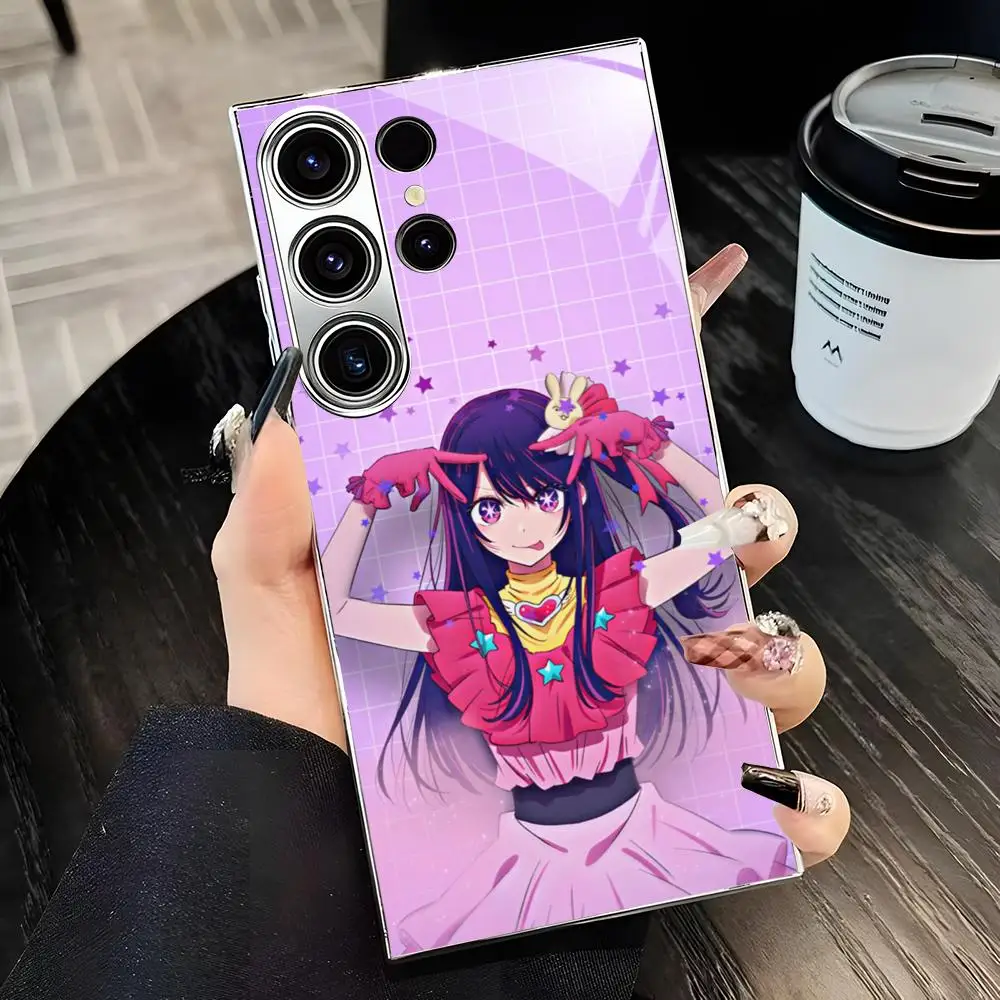Cute o-oshi no ko Phone Case For Samsung S26 S25 S24 S23 S22 S21 Plus Ultra FE Edge Electroplated glass