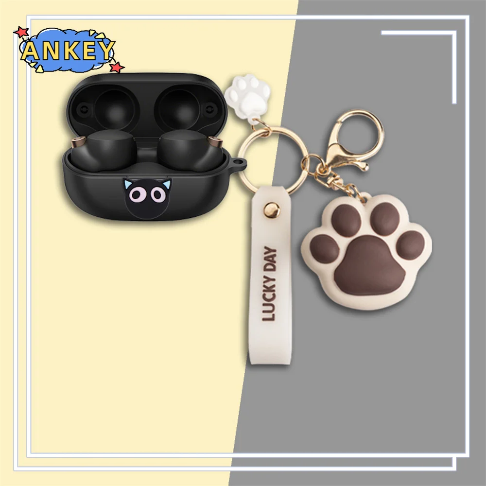 for Sony WF-1000XM4 Case Cute Cartoon Cover Earphone Wireless Headphone Box with Lovely Doll Keychain