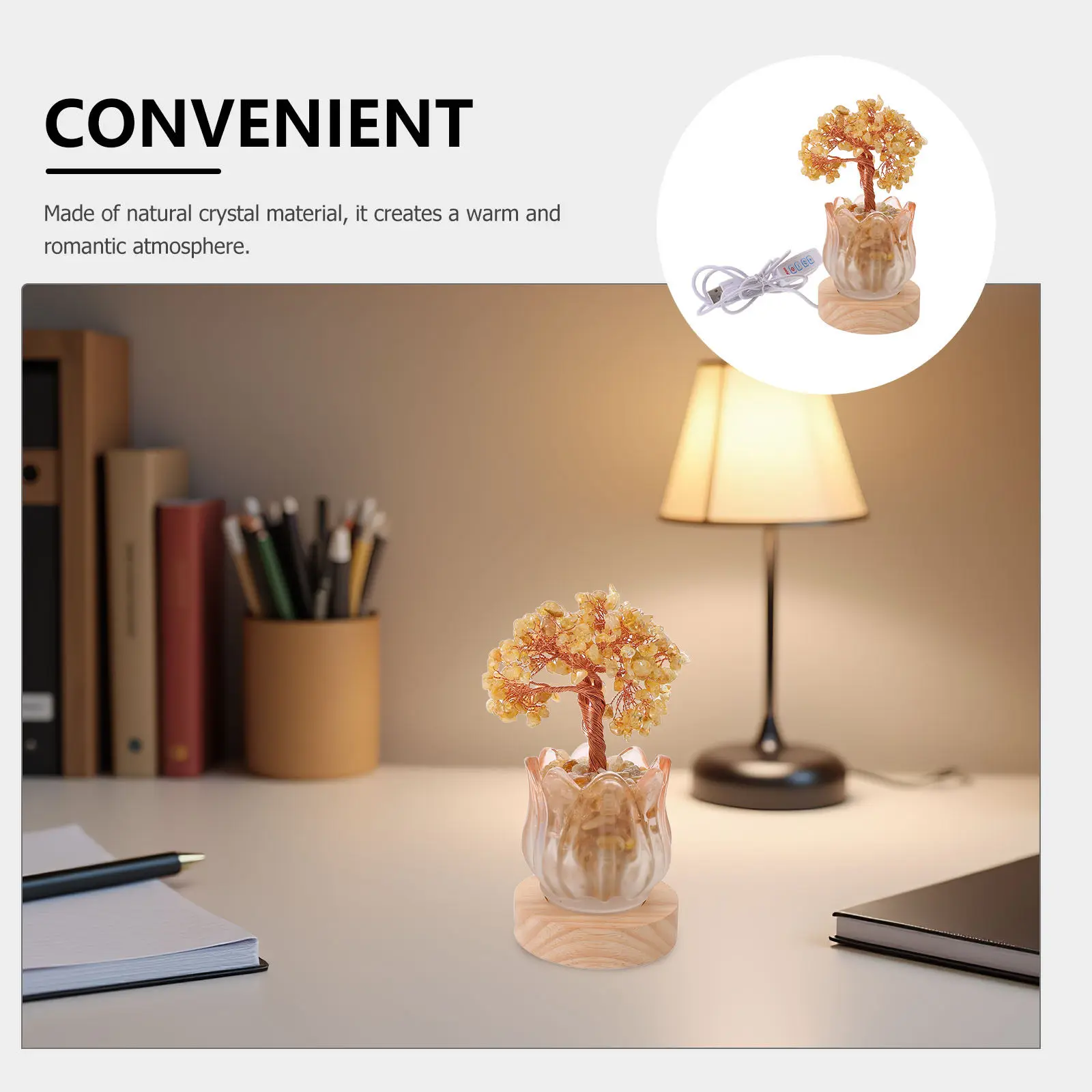 Crystal Money Tree Feng Shui Decorative For Feng Shui Home Decor Chinese New Year Decor Citrine Night Light Lamp