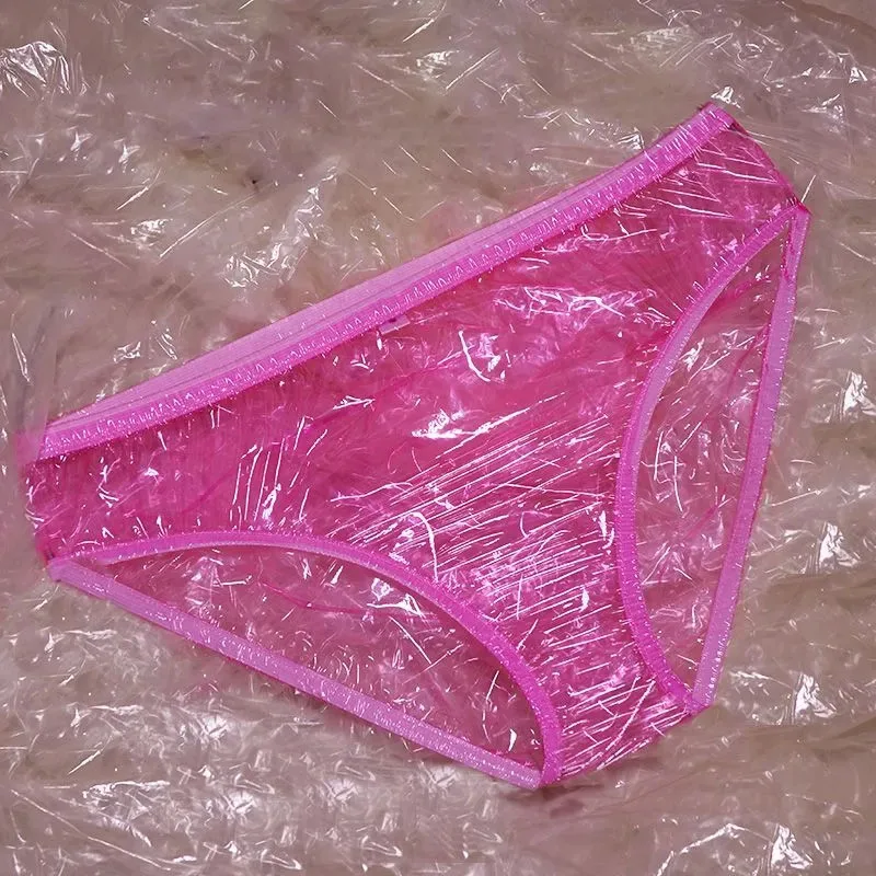 PVC Plastic Men Sexy See Through Underpants Soft Smooth Silent ABDL Women Leak Proof Perspective Briefs Couple Panties FKK