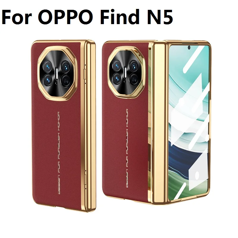 

Кожаный чехол с покрытием для OPPO Find N3 N5, стеклянная петля для экрана, защитный чехол на 360°