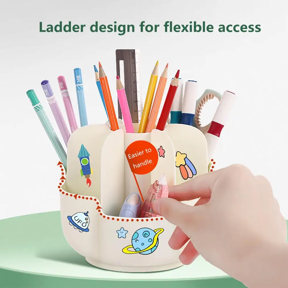 

Office Supply Organizer with 7 Compartments Capacity Pen Holder Multifunctional 360 Degree Rotating Pen Holder Capacity for Home