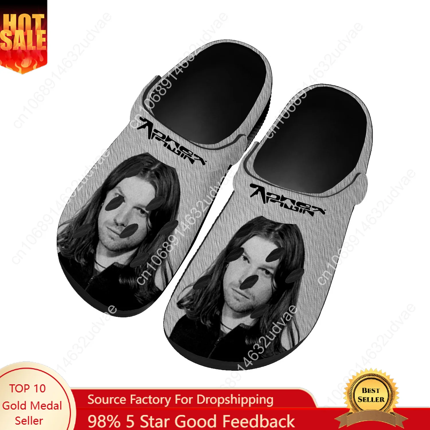 

Aphex Twin Water Shoes Men Women Teenager Non-slip Home Garden Clogs Custom Sandals Beach Breathable Hole Slippers