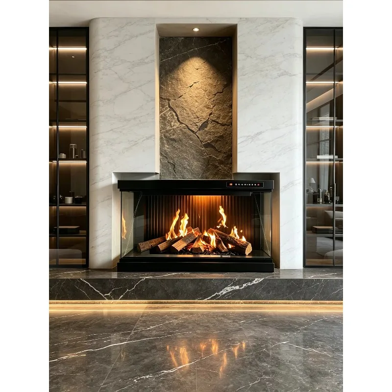 Multi View Grating Holographic Fireplace BOE 2K Screen 3D Grating Projection Heating Fire Insert