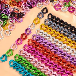 30pcs Metallic Color Acrylic 21x19MM Love Heart Link Chain Beads for Bracelet Necklace Earrings Making DIY Jewelry Accessories