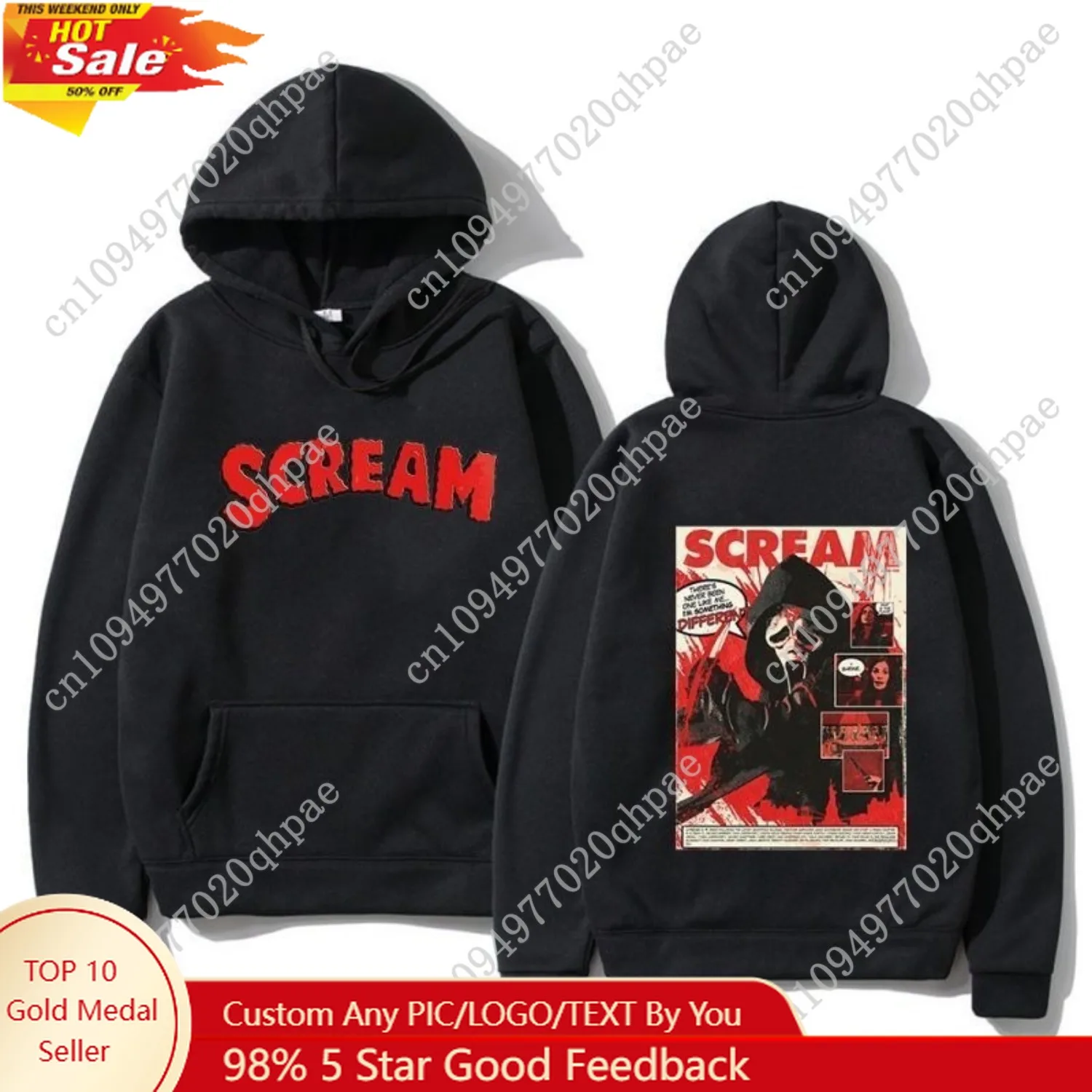 

Scream VI Ghostface Hoodie New Autumn and Winter Men Men Fashion New Sweatshirts Loose Casual Harajuku Hooded Pullover Sportwear