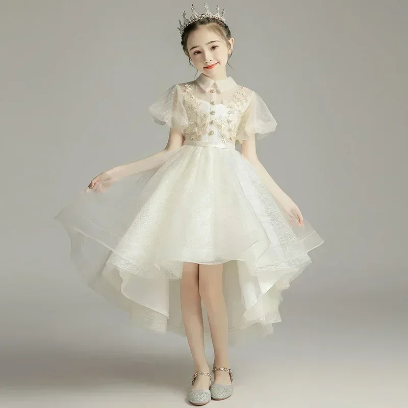 Flower Girl Princess Children's Evening  Fashionable Little Girl Birthday Fluffy Gauze Girl Host Performance Dress