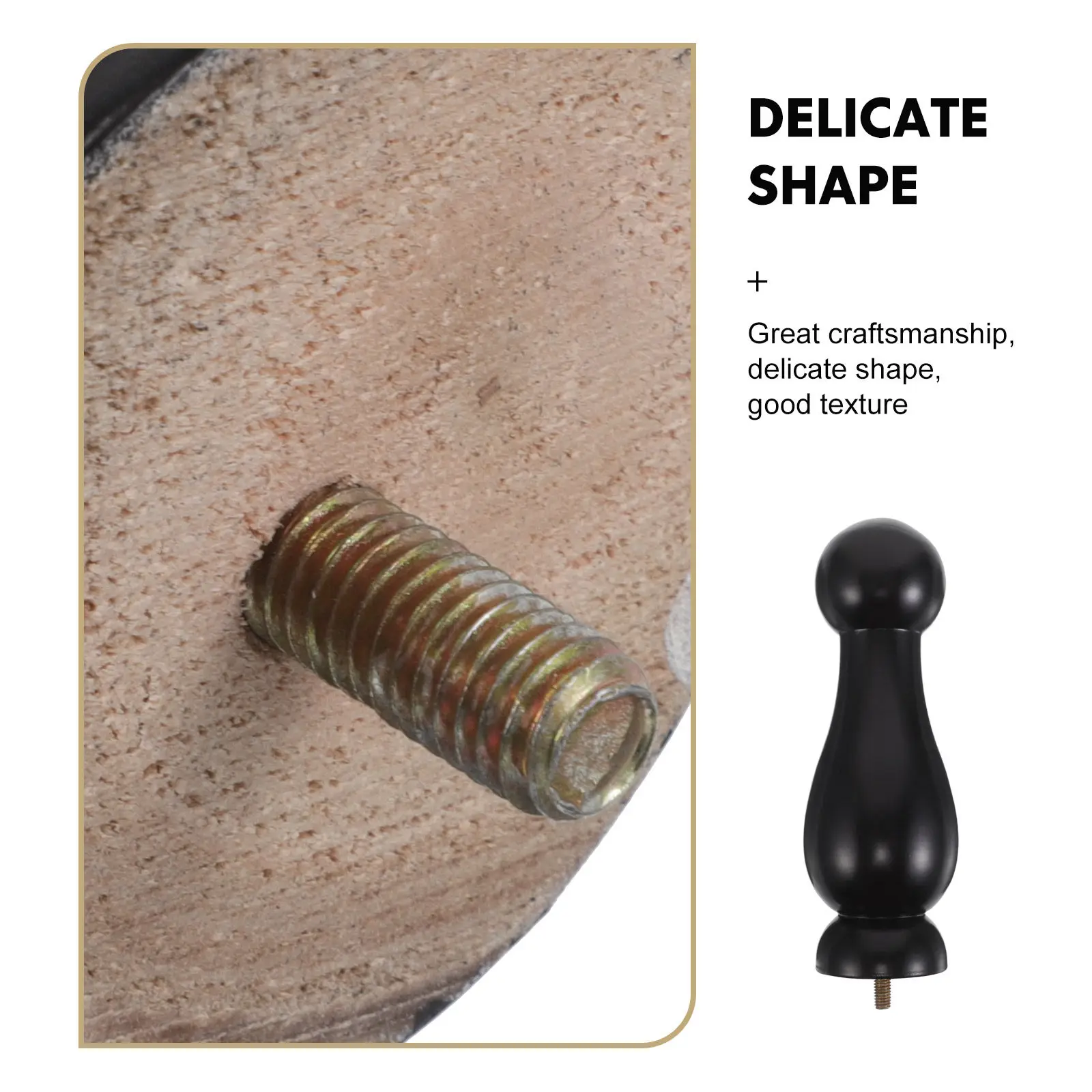 Wood Craft Solid Wood Finial Black Finish M8 Rod Post Cap Bed Post Finials Curtain Rod Flagpole Tops Staircase Home Decor