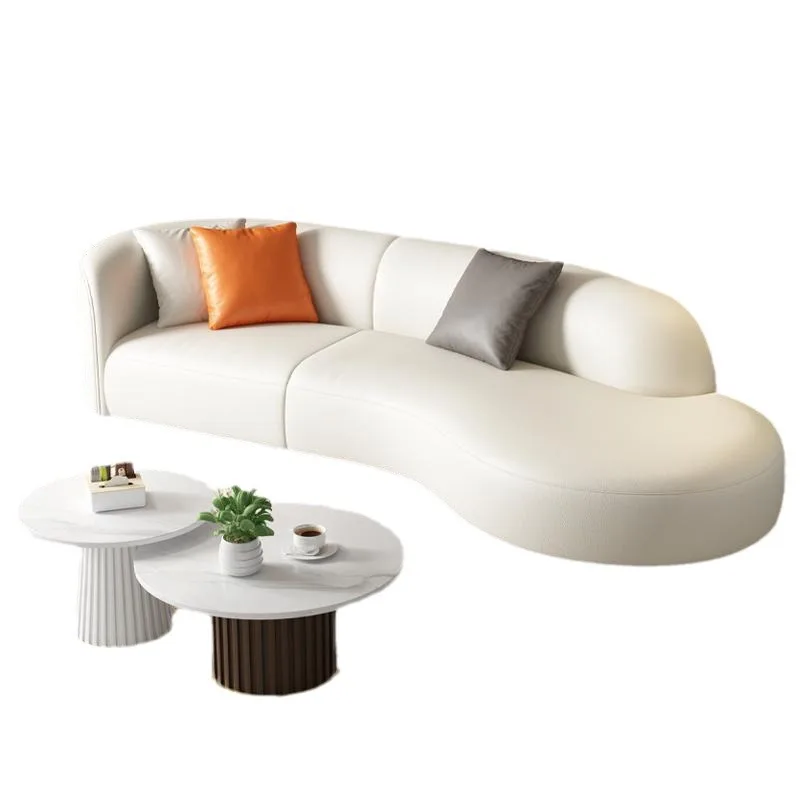 

Living room simple modern small apartment light luxury cream technology cloth sofa curved fabric