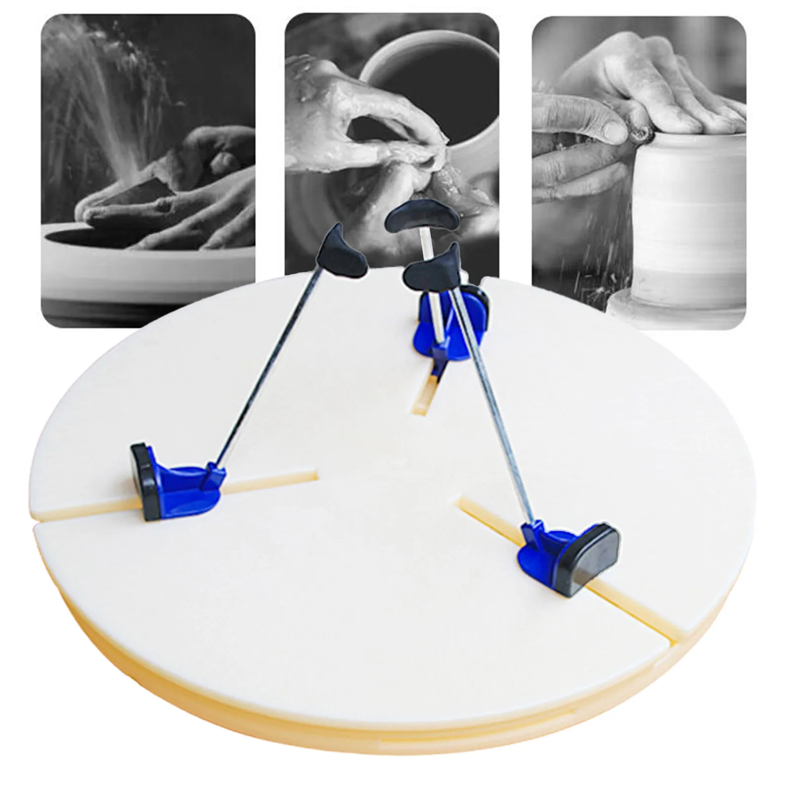 

Pottery Turntable Centering Clamp Adjustable 5 Pairs Support Feet Fits 9.8-14.1 Inch Wheels ABS for Trimming Bowls Plates