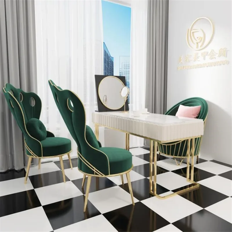 Nordic Beauty Salon Nail Shop Office Meeting Sofa, Milk Tea Shop Meeting Sales Office Reception Table and Chair Set