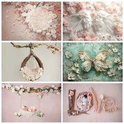 Newborn Baby Shower Princess Background For Photography Flowers Petal Branches Birthday Photo Backdrop Photocall Photo Studio