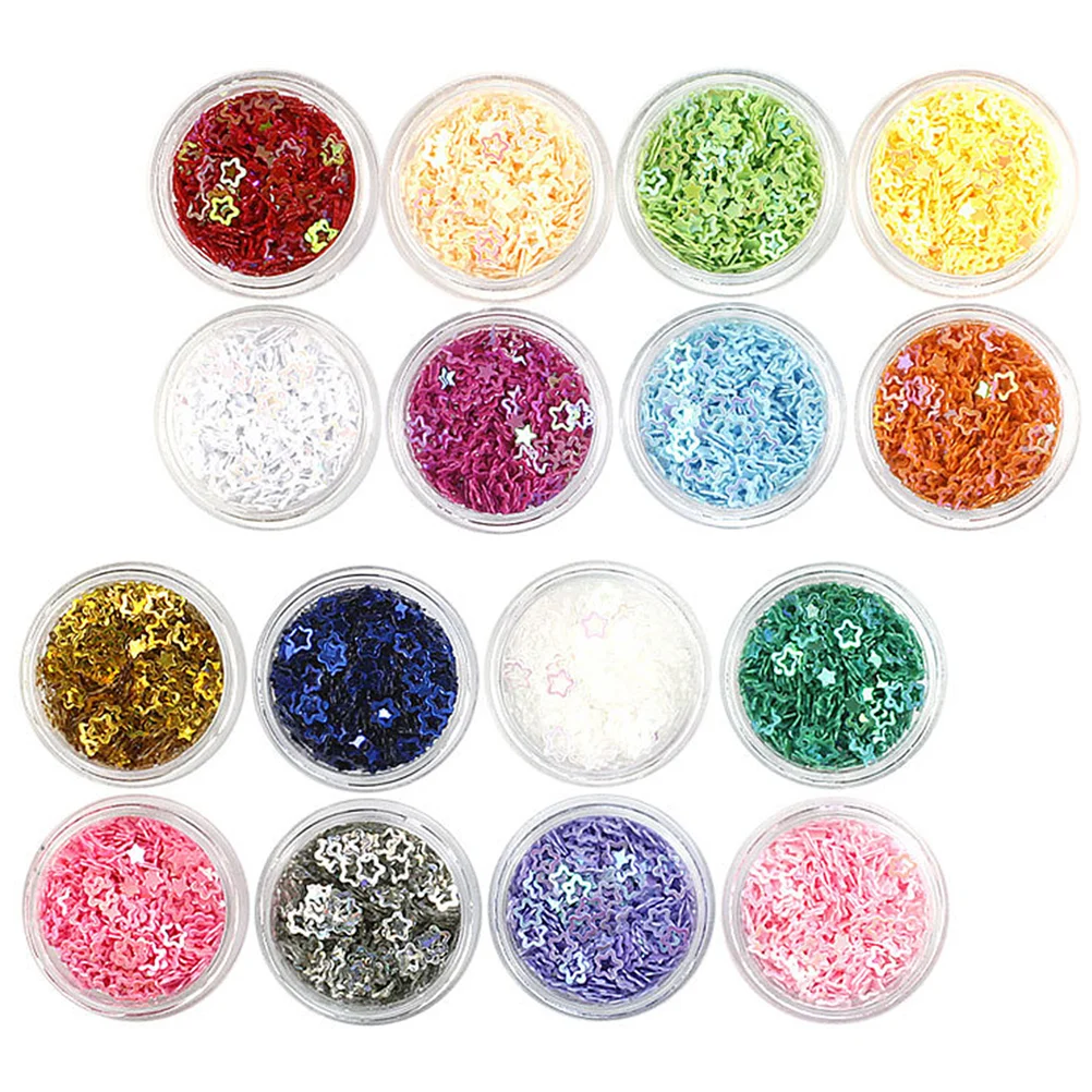 16 Boxes Five-pointed Star Glitter Nail Glitters for Acrylic Nails Flakes Makeup Festival Accessories Face