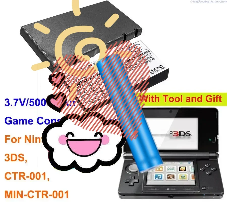 

CTR003XL 5000mAh Game Console Battery C/CTR-A-AB, CTR-003 for Nintendo 3DS, CTR-001, MIN-CTR-001 18.5WH Digital Batteries Parts