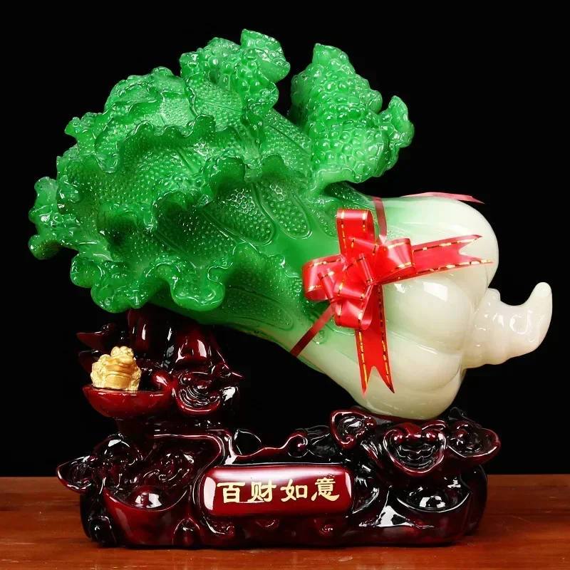 Feng Shui Resin Jade Cabbage Ornaments ,Entrance Shop Opening Office Living Room Home Decor Gifts