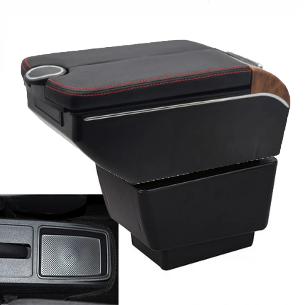 Skoda New Fabia Armrest Box Retrofit Parts Center Console Special Storage Space Car Elbow Rest with USB Cup Holder