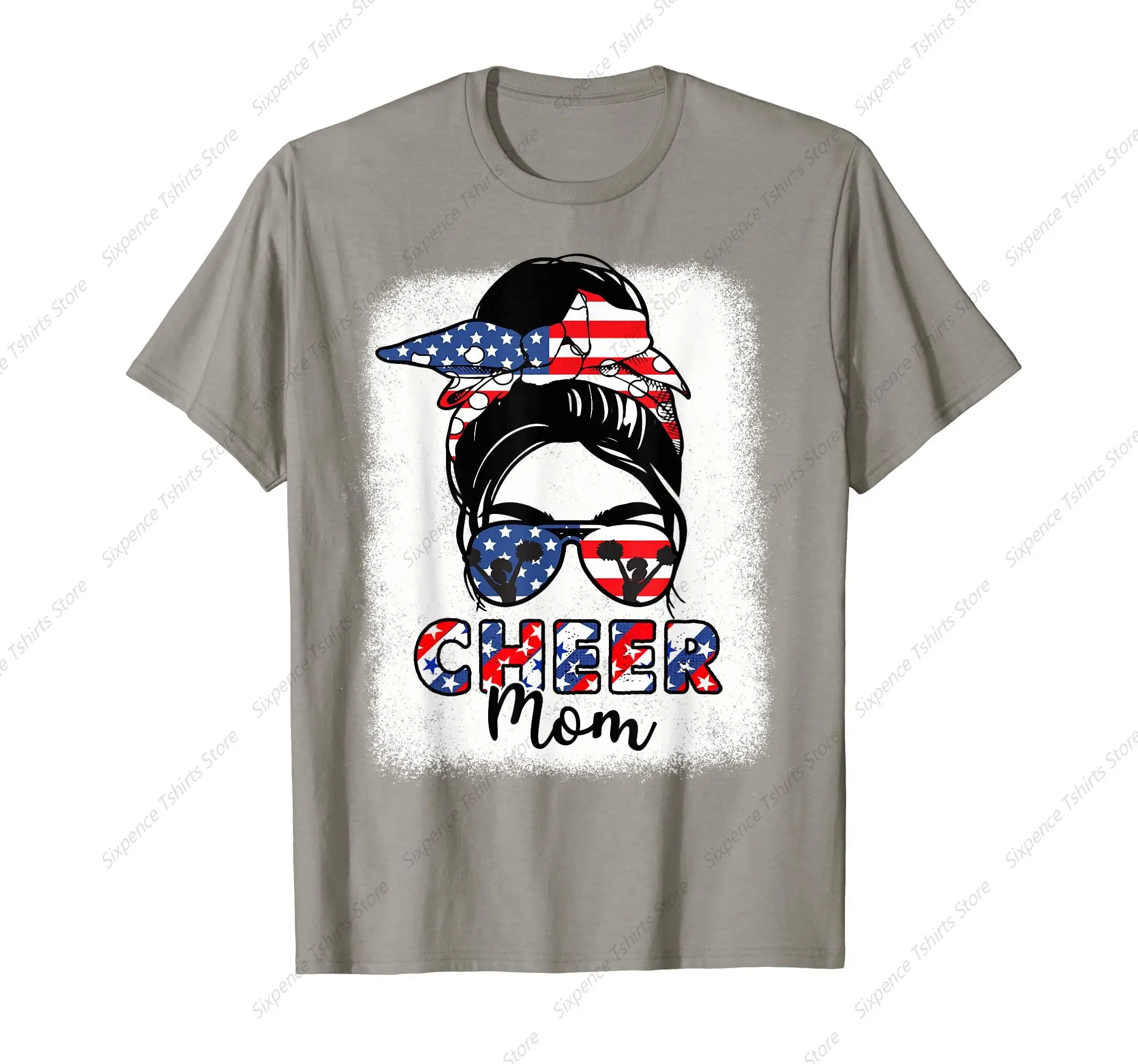 Cheerleader 4th July Cheer Mom American Flag Patriotic Women T-Shirt