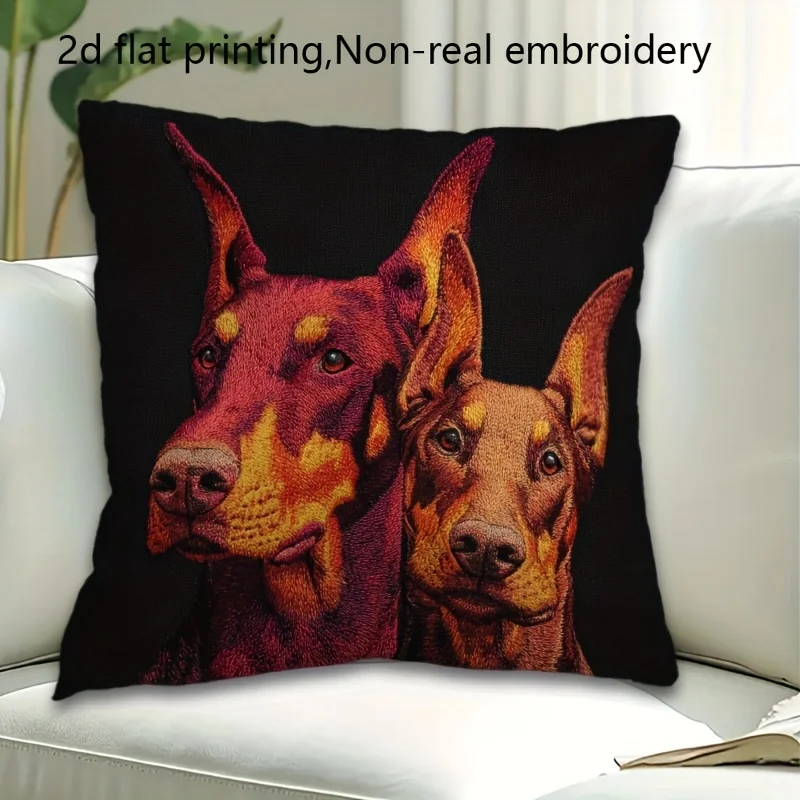 Aesthetic Dog Portrait Print Pillowcase 40x40cm Throw Cushion Cover for Pets Animal Art Home Decor Gift for Puppy Owner