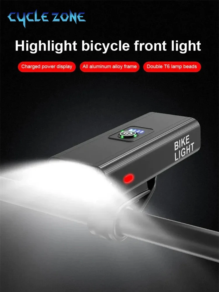 AliExpress cycle zone T6 LED Bike Light USB Rechargeable Bicycle Headlight 6 Modes Front Lamp MTB Cycling Flashlight for Night Riding Outdoor Cycling