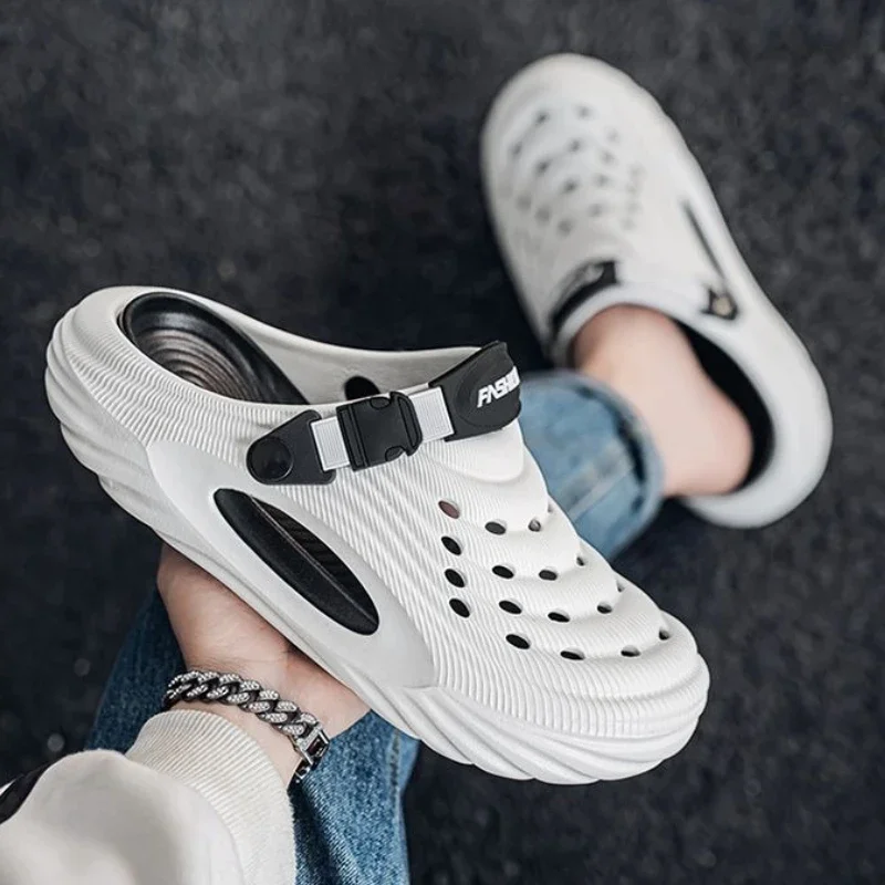 

Мужские сандалии с отверстиями, спортивная обувь на платформе, дизайн для взрослых, цвет, высокое качество, повседневная нескользящая роскошная дизайнерская мужская обувь