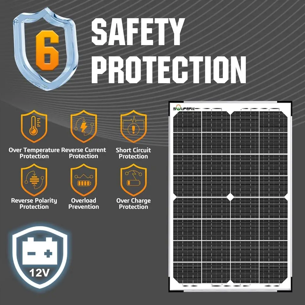 30W Solar Battery Charger Solar Battery Maintainer + Upgrade 10A MPPT Charge Controller + Adjustable Mount Bracket for Car RV Bo