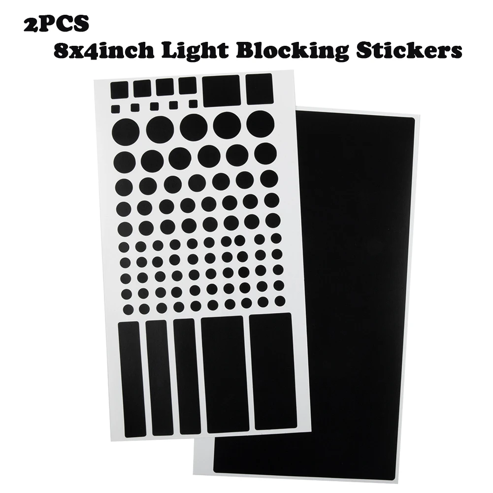 

2PCS Light Dimming Stickers Black PVC 8x4inch Light Blocking Stickers For Electronics Car LED Cover Stickers