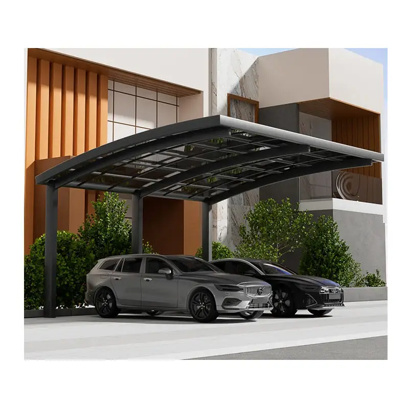 Outdoor Polycarbonate Carport Aluminum Frame Car Canopy Sunshade UV Protection Rain Shelter for Residential Parking Area