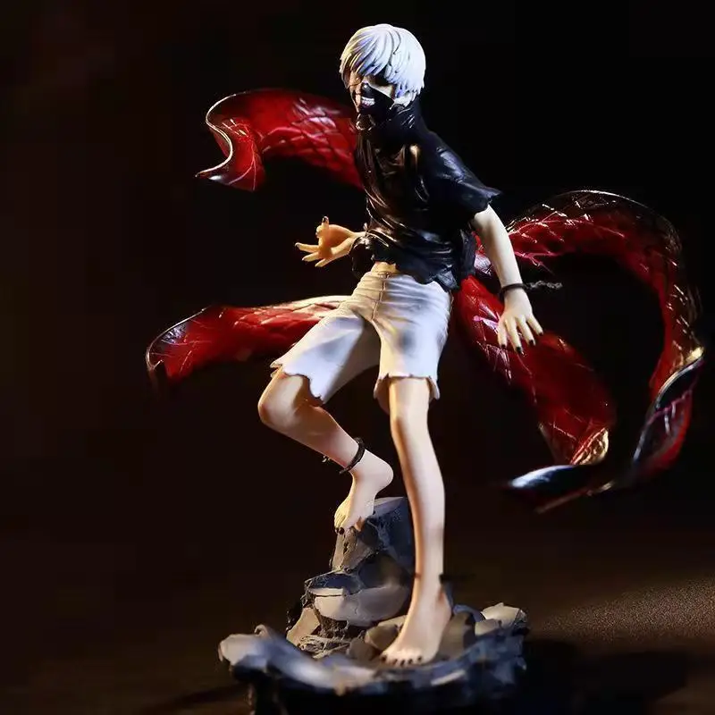 Tokyo Ghoul Kaneki Ken 21cm Figure Mask Model Doll Anime Two Heads Statue Ornament Cool Fight Gifts Toys