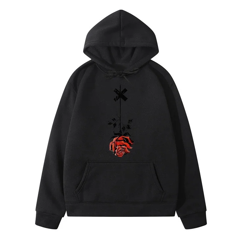 

Rose Printed Fashion,Casual Autumn Pure Cotton Clothing Harajuku Sweatshirts For Men 2024 Men's Sweat-Shirt Y2k Oversized