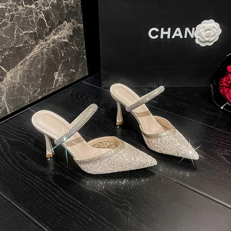 

Women's High Heel Sandals Outdoor Wear f Slippers Lace Me New Faion Pointed Toe Thin Heel Head Cool oes