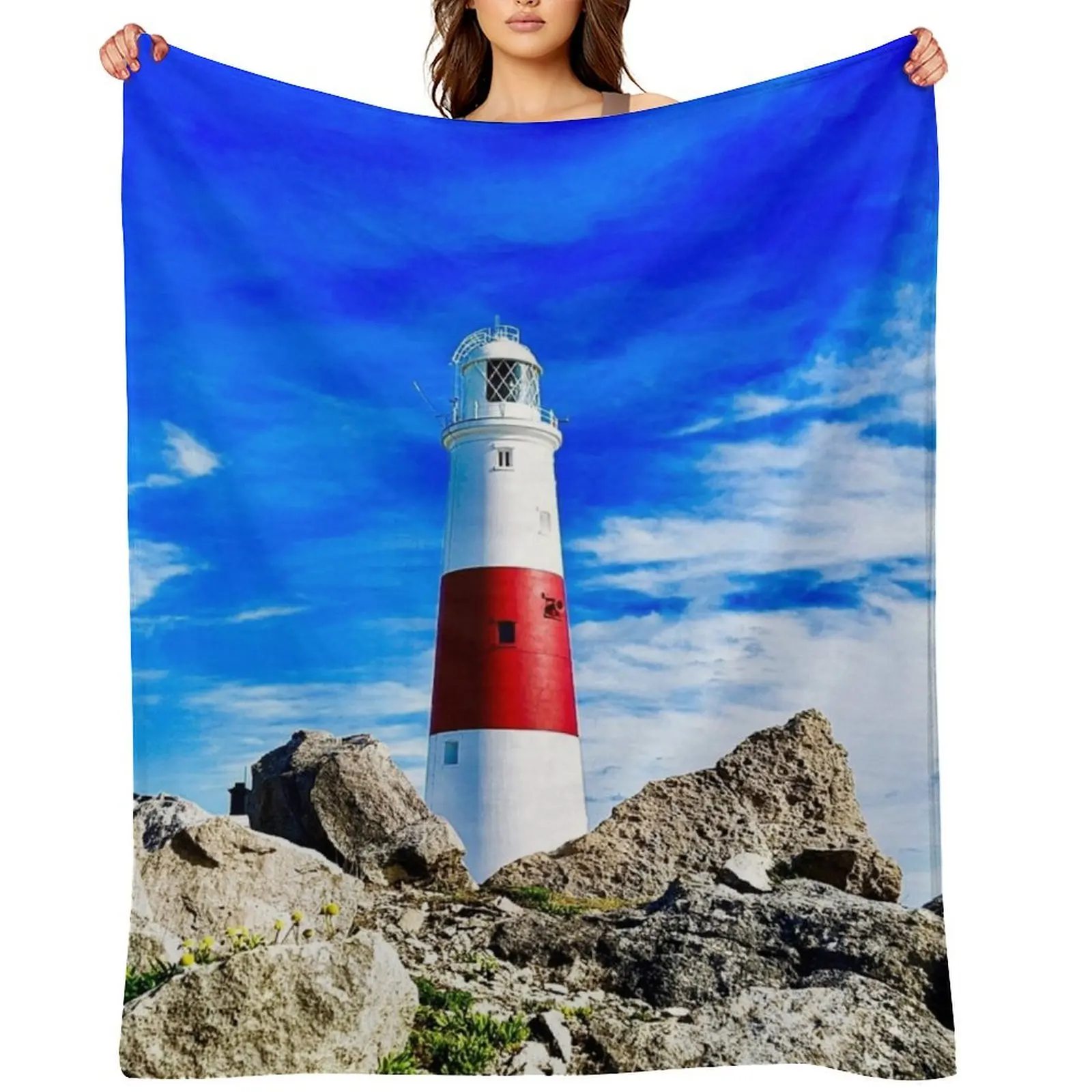 

Portland Bill Lighthouse - Landscape Photography Throw Blanket Decorative Sofas Heavy warm for winter Soft Big Blankets