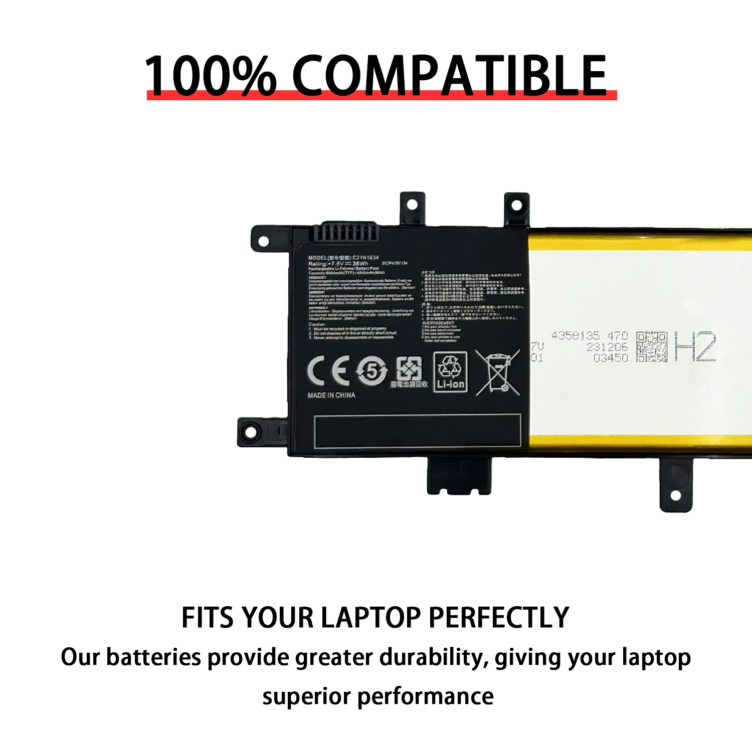 NEW C21N1634 Laptop Battery for Asus A580U A580B X580U X580B A542U R542U R542UR X542U V587U FL5900L FL8000U F580U